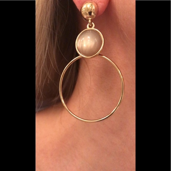 NEW MOTHER OF PEARL & GOLD TONE HOOP EARRINGS! - Picture 8 of 8
